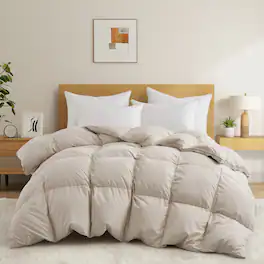 Peace Nest - White Goose Down Feather Fiber Comforter Heavyweight Duvet Insert, Full/Queen - Cream