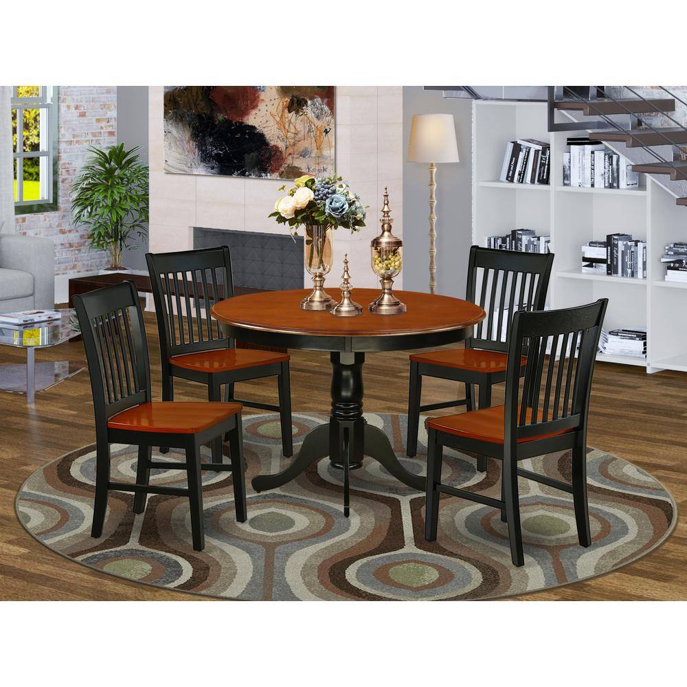 Left. East West Furniture - Dining Room Set Black & Cherry - Brown.