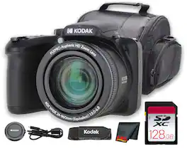 Kodak - PIXPRO AZ405 Digital Camera (Black) (AZ405BK) + 128GB Card + Bag + Cloth