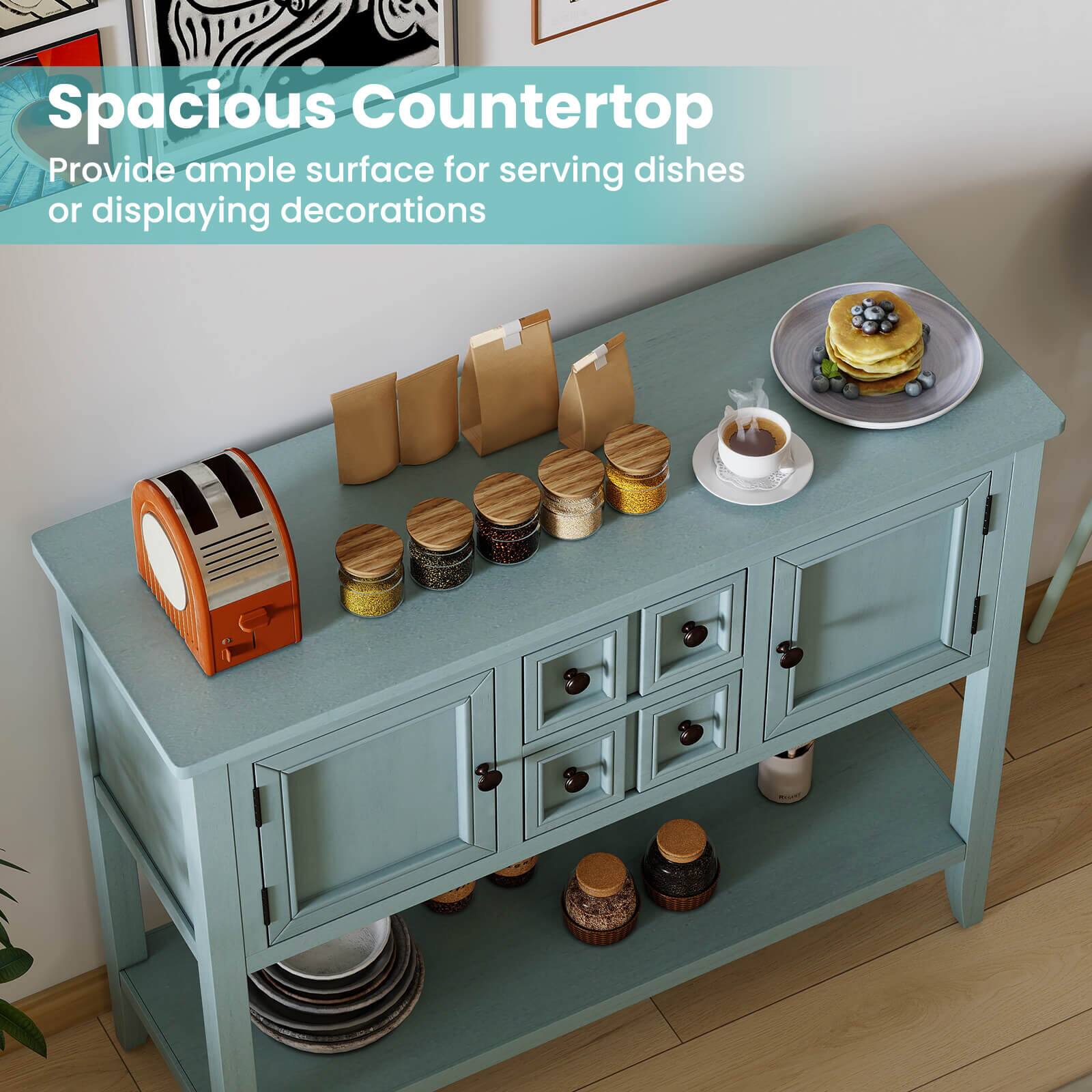 Spacious Countertop  
Provide ample surface for serving dishes or displaying decorations