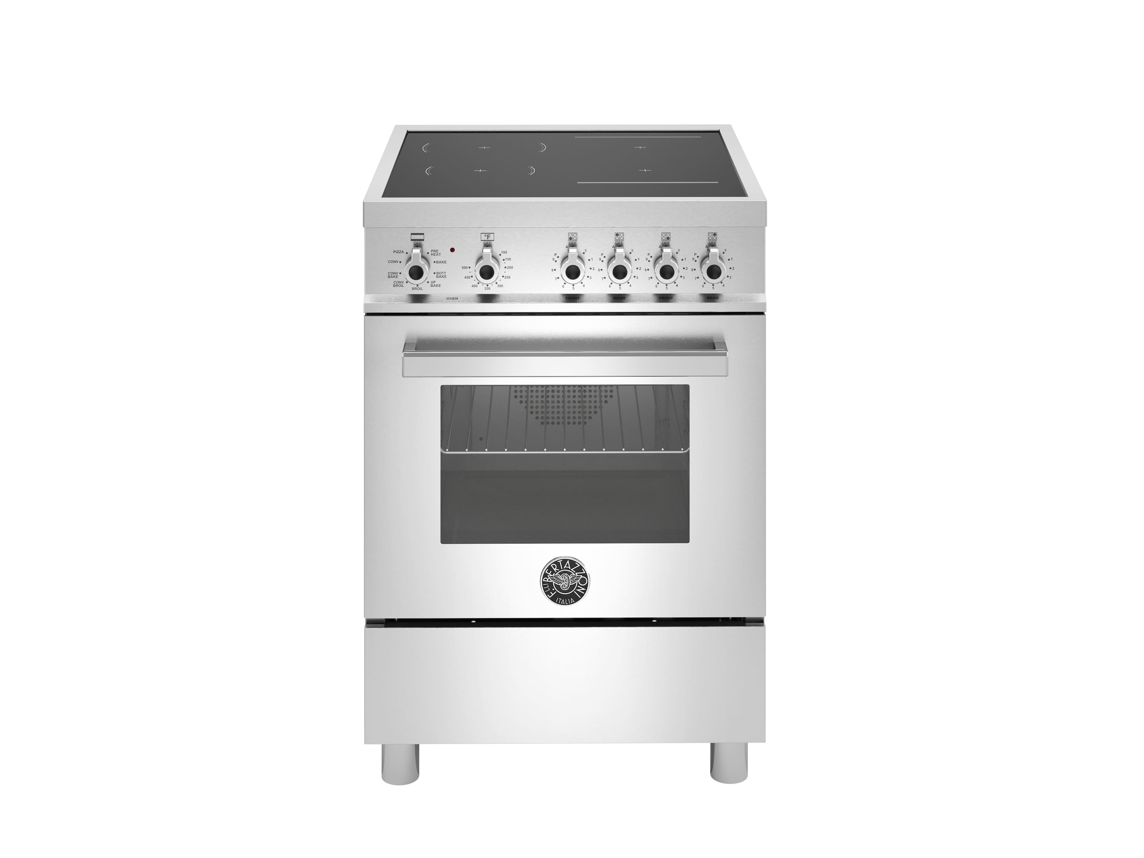 24" Bertazzoni Professional Series Freestanding Electric Induction Range - 2.5 Cu Ft. manual clean oven - 4 heat zones - Stainless Steel