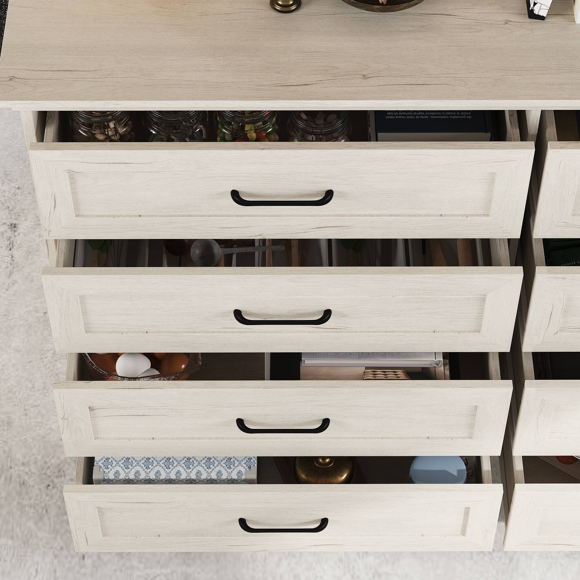 Alt View 1. FUFU & GAGA - Classic Horizontal Dresser with Silent Sliding Drawers, Spacious Storage, and Elegant Wood Grain Finish - Gray.