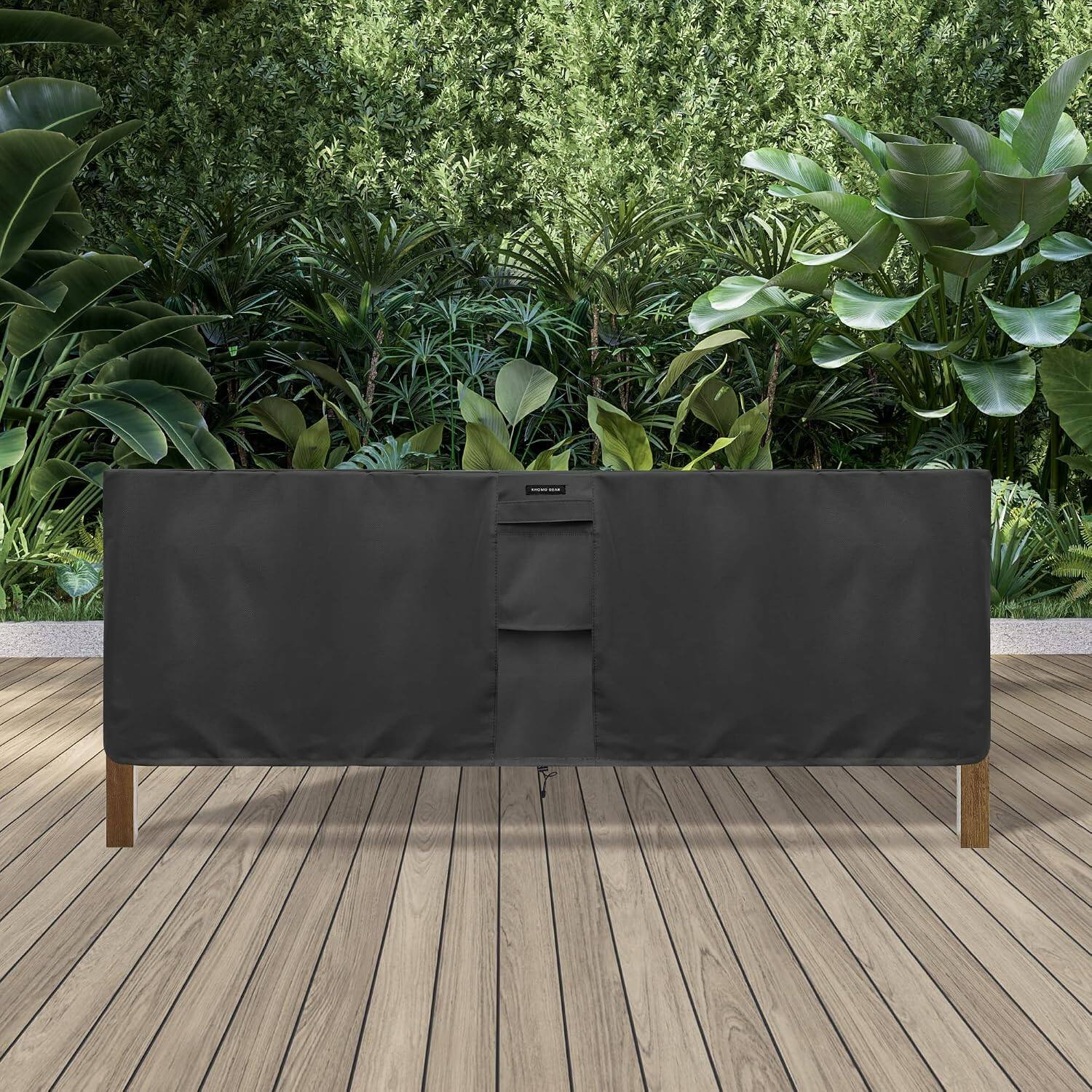 Alt View 3. KHOMO GEAR - Square Table Cover - Waterproof, Heavy-Duty Outdoor Furniture Cover Fits Patio Coffee - 60x25x33 - Black.