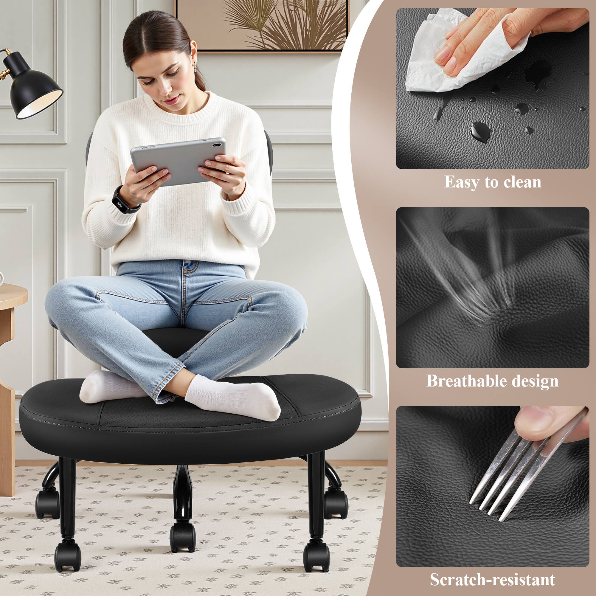 Easy to clean  
Breathable design  
Scratch-resistant