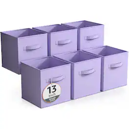 Sorbus - Fabric Storage Cubes, 8 Foldable Storage Bins for Organizing Pantry, Cubbies, Toy Box, Clothes Storage - Pastel Purple