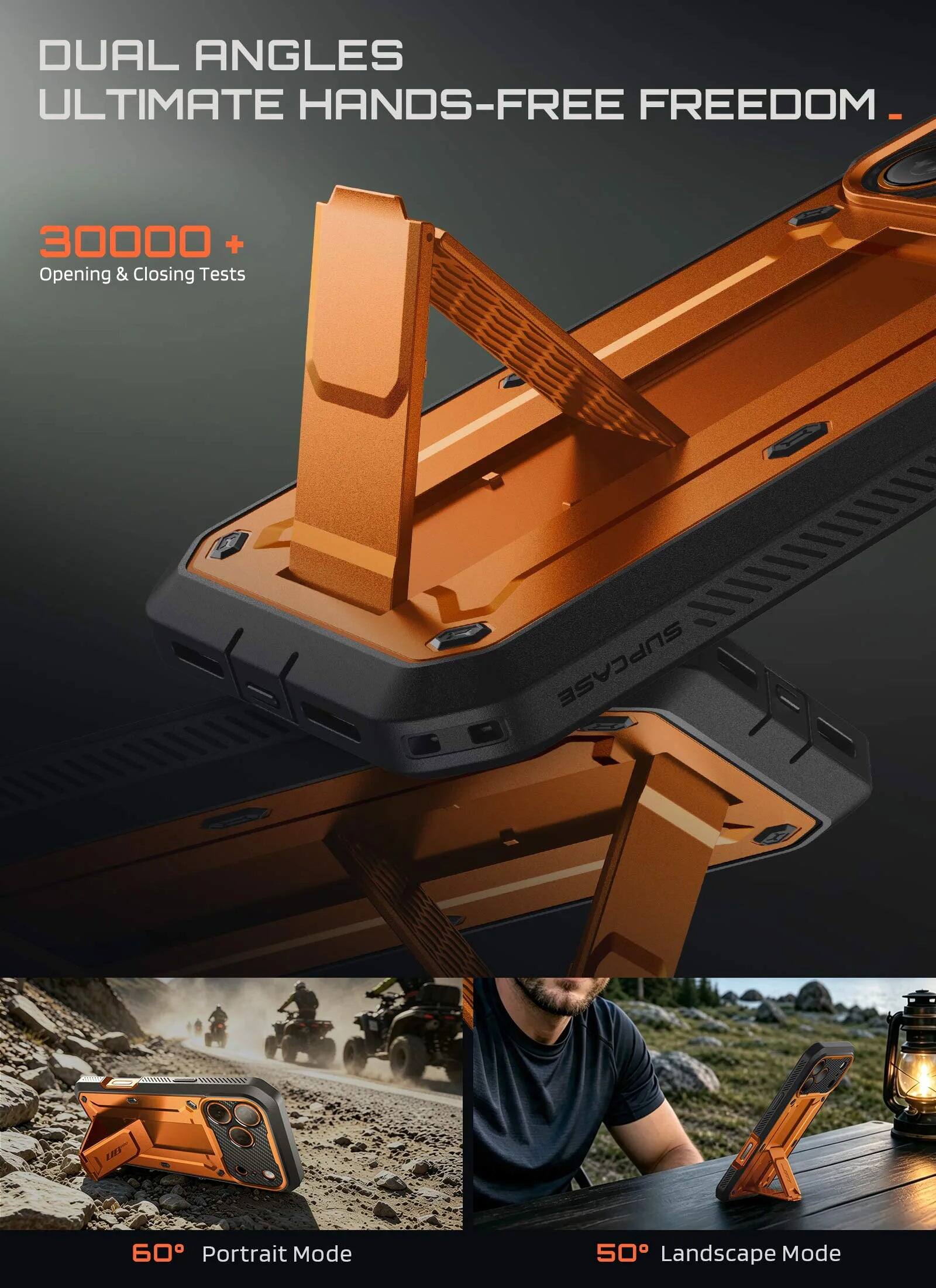 DUAL ANGLES ULTIMATE HANDS-FREE FREEDOM.

30000+ Opening & Closing Tests

SUPCASE

60° Portrait Mode

50° Landscape Mode