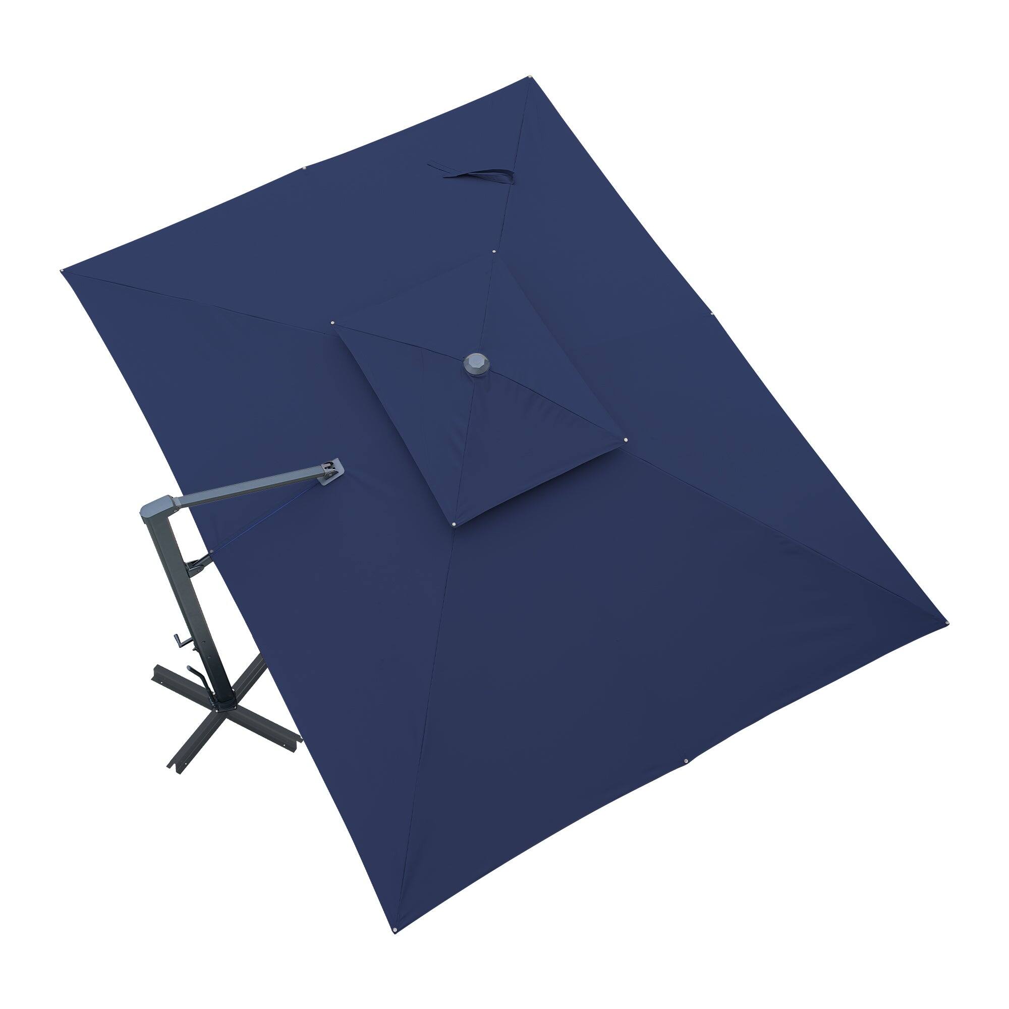 Left. Mondawe - 10x13ft Cantilever Patio Umbrella with 360° Rotation, DIY Drape Hook - Navy.