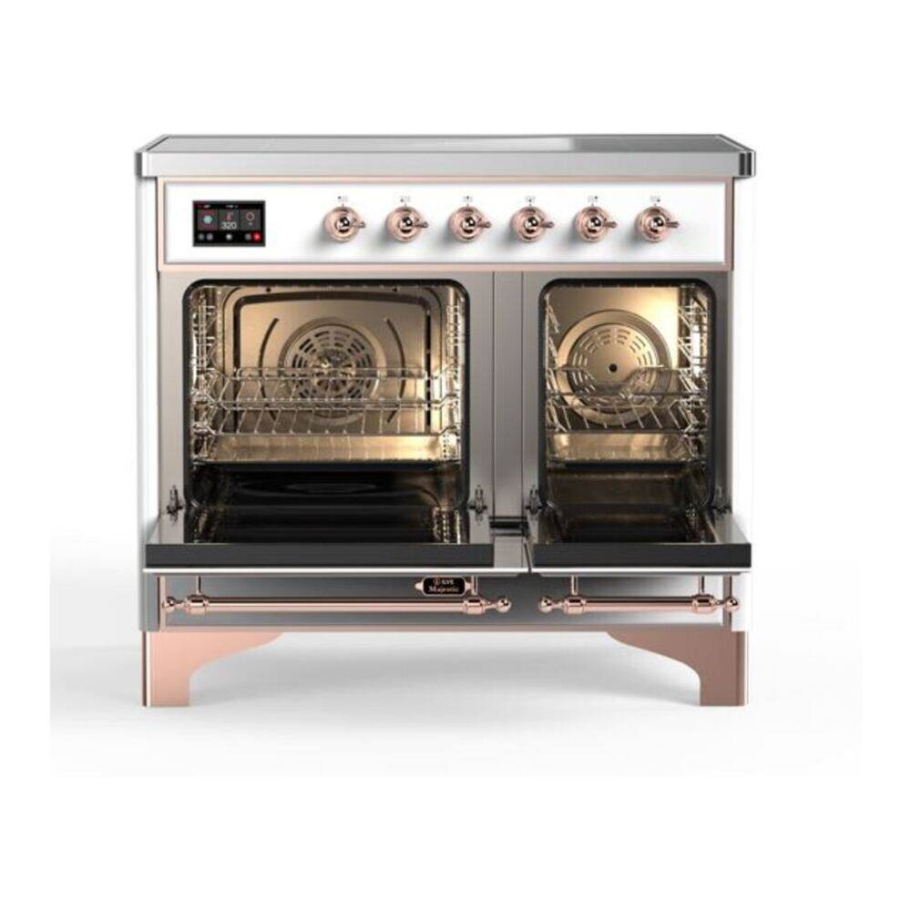 Alt View 5. ILVE - ILVE Majestic II 40 inch Induction Range with 6 Elements (White, Copper Trim) - White.