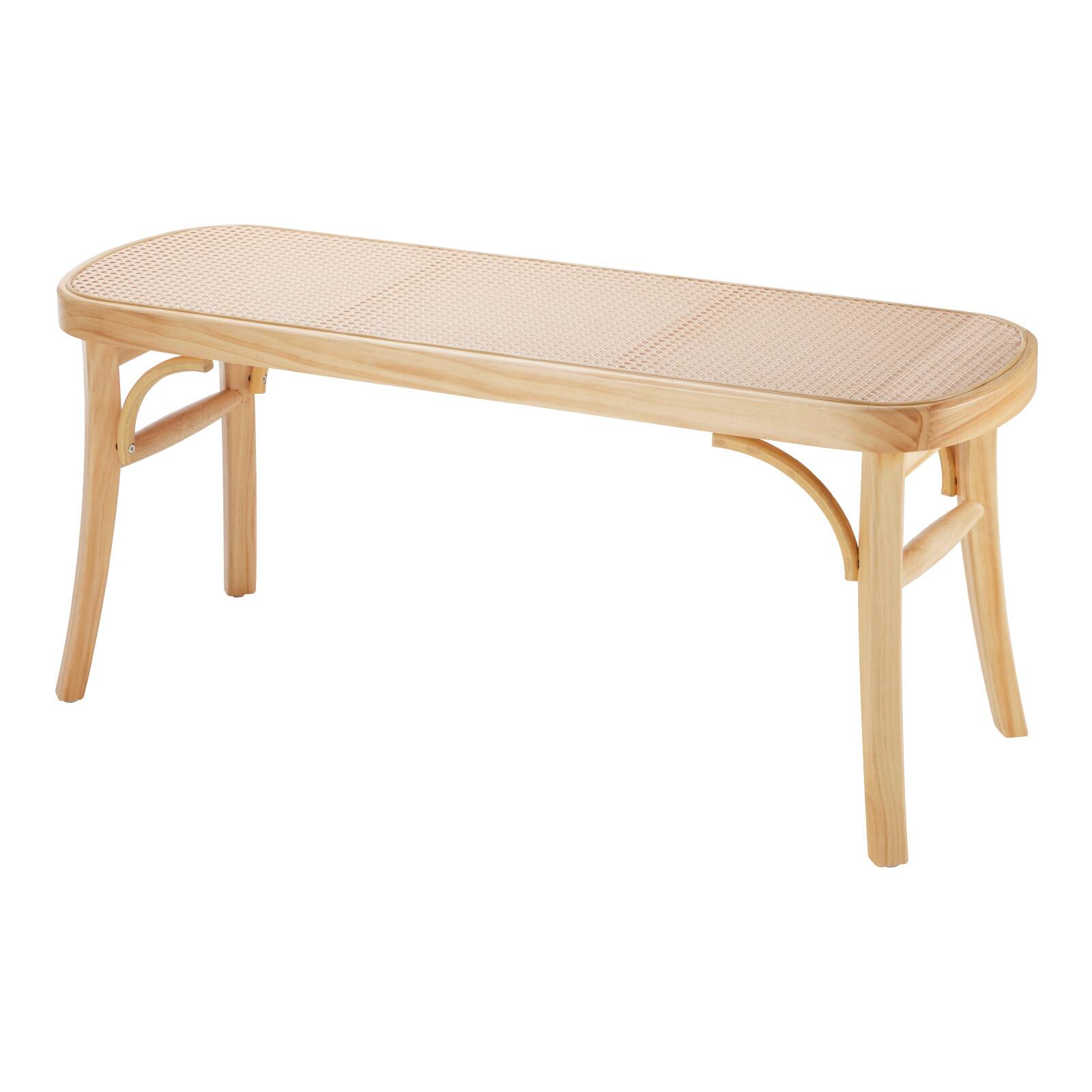 Alt View 5. VEVOR - Rattan Bench, 43.3" Wooden Rattan Bench, Entrywway Bench with Oak Wood Legs, Bedroom End of Bed Boho Bench - Wood.