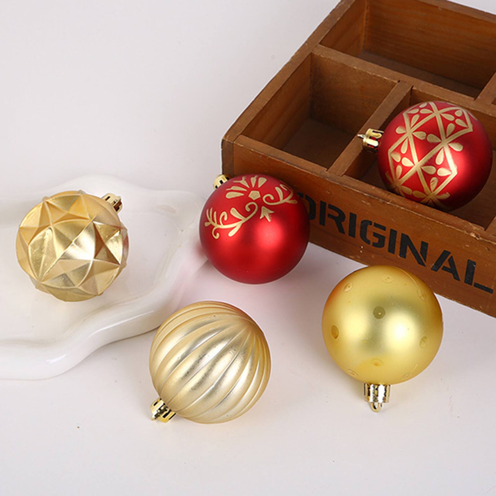 Left. Acekool - 20 PCS Shatterproof Christmas Ball Ornaments for Xmas Holiday Wedding Party and Home Decor（Red Gold） - Red Gold.