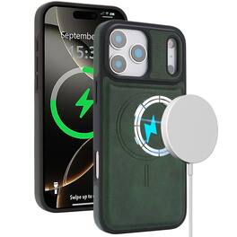 Dteck - Case for Apple iPhone 17 Pro Max Matte Magnetic PU Leather Cover,Shockproof TPU Inner Non-Slip Hybrid Cover - Green