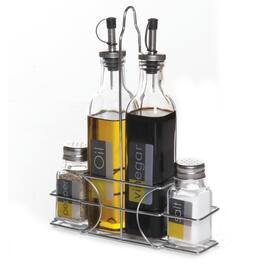 Gibson - General Store 4-Piece Condiment Set with Wire Caddy - Silver