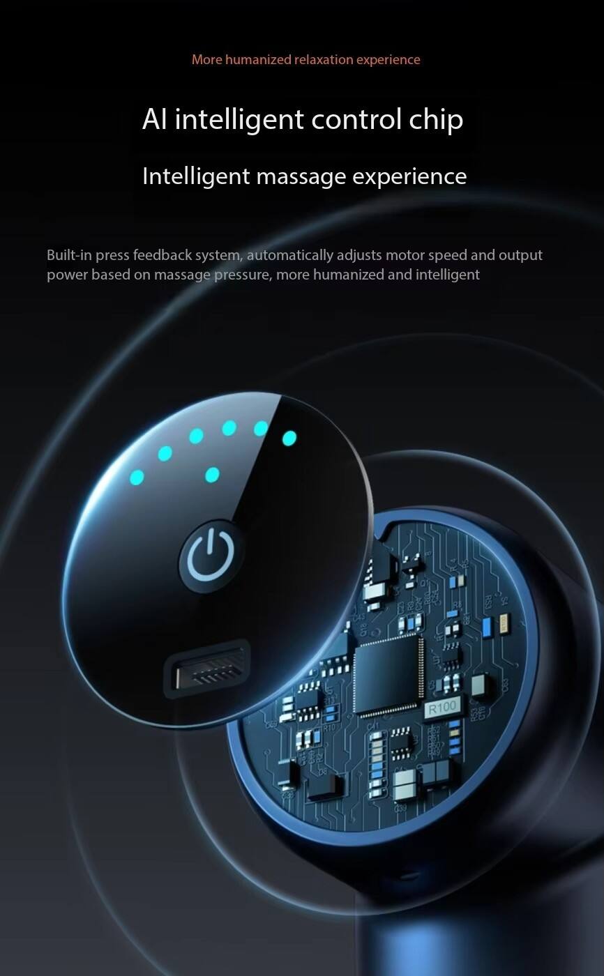 More humanized relaxation experience

AI intelligent control chip

Intelligent massage experience

Built-in press feedback system, automatically adjusts motor speed and output power based on massage pressure, more humanized and intelligent