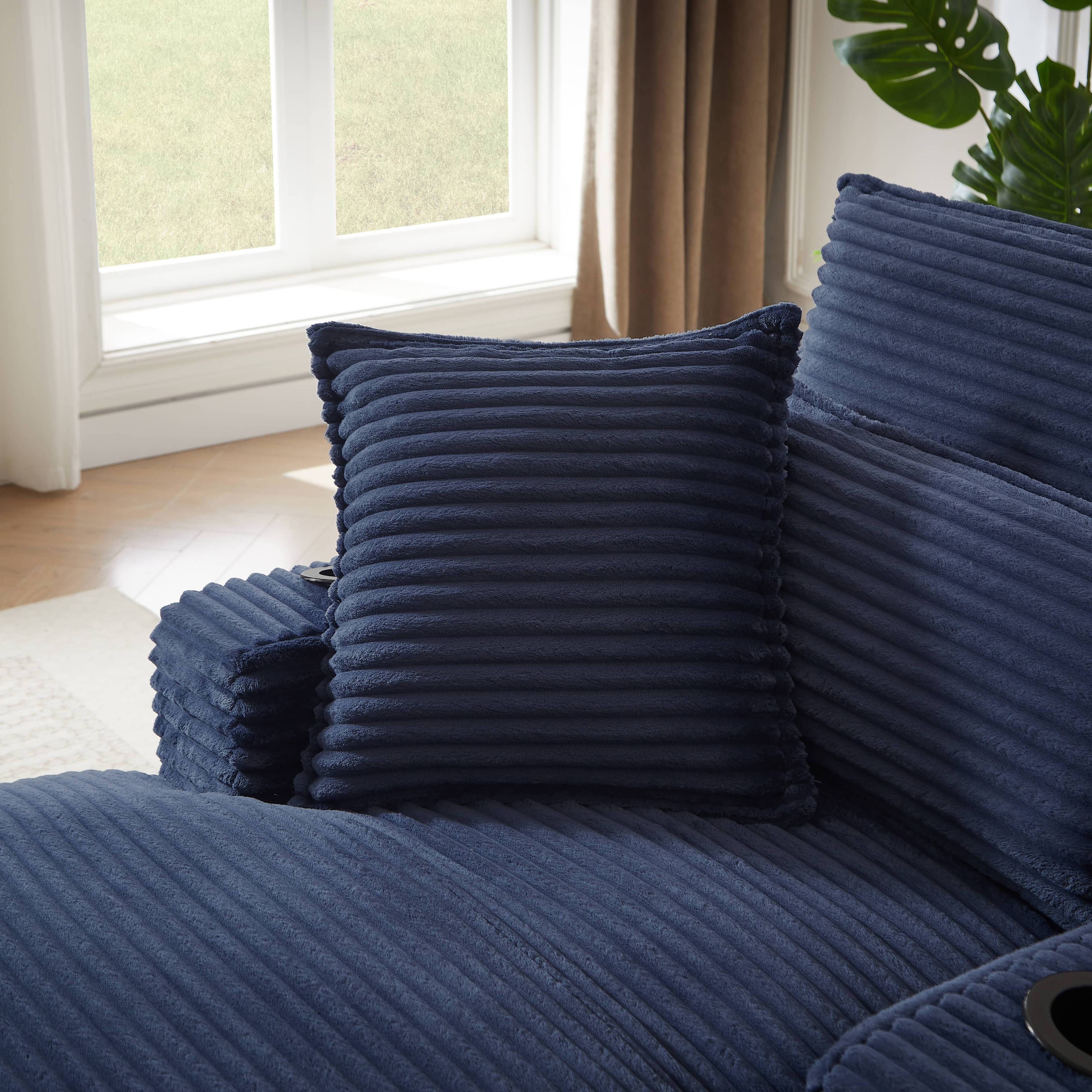 Alt View 2. Anysun - Anysun 47'' Modern Comfortable Unique Cushion Design Cushioned Compression Corduroy Sofa with Spacious Depth - Blue.