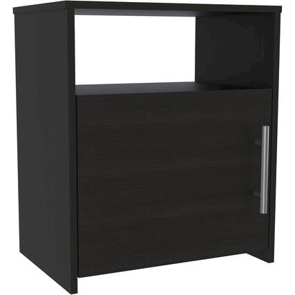 Front. TuHome - Nordico Nightstand Black MDF - Black.