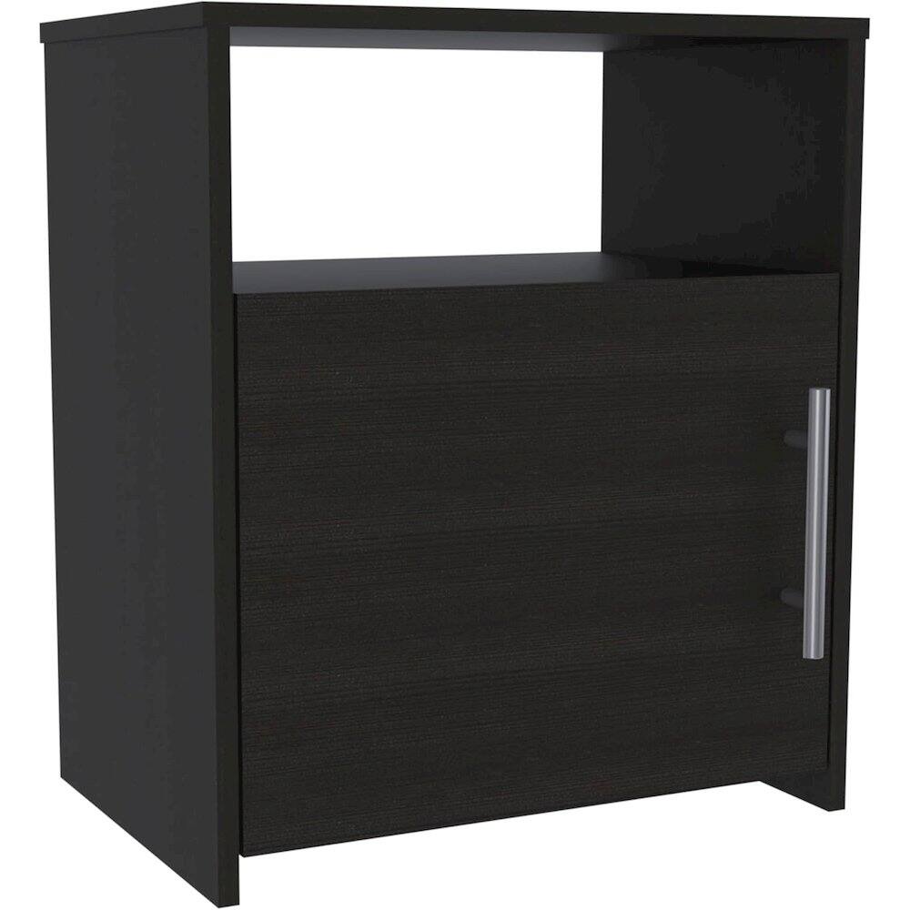 Front. TuHome - Nordico Nightstand Black MDF - Black.