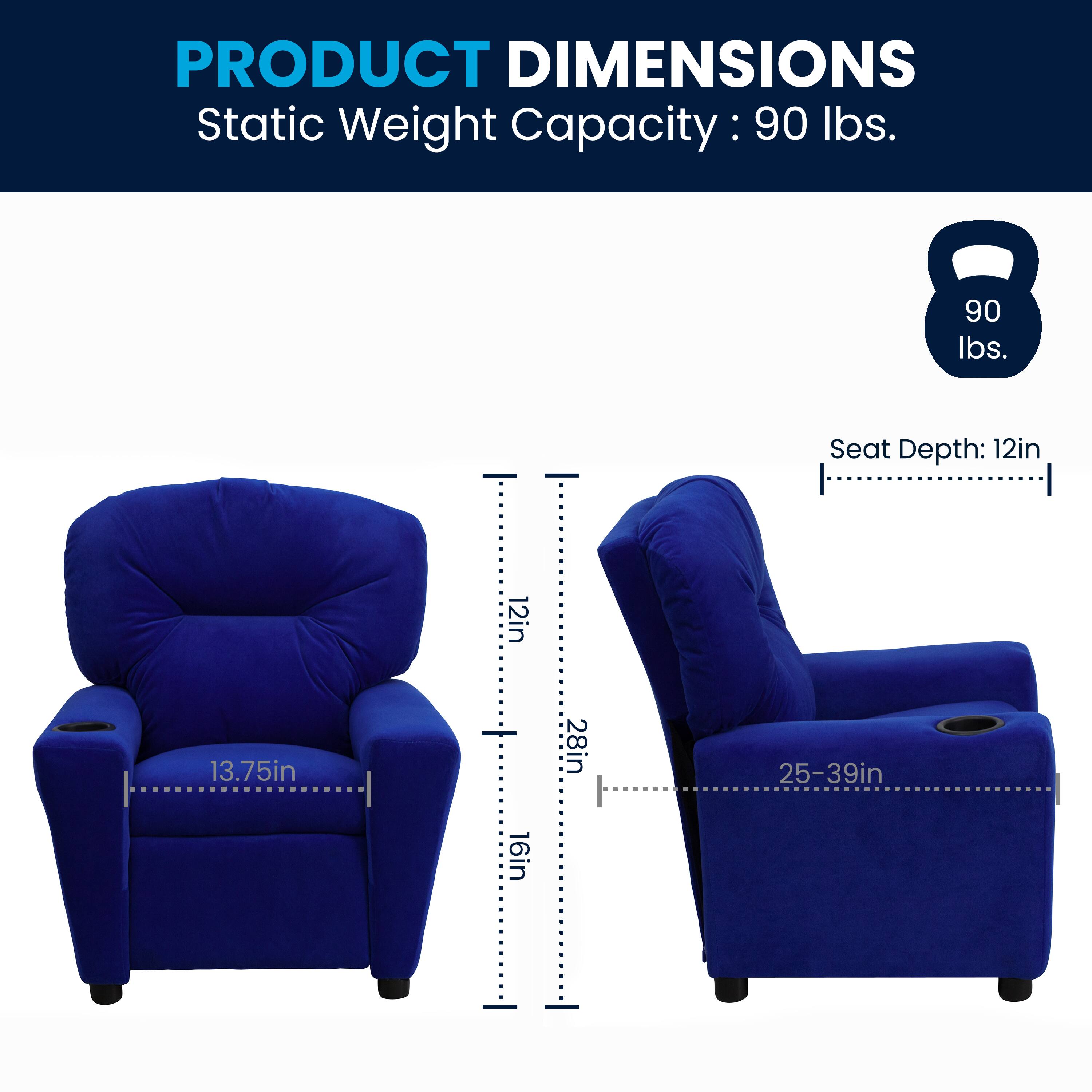 PRODUCT DIMENSIONS  
Static Weight Capacity: 90 lbs.  
Seat Depth: 12in  
13.75in  
16in  
28in  
25-39in