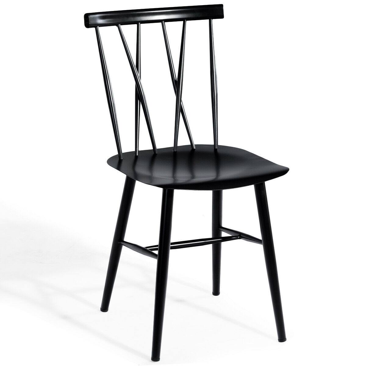 Alt View 8. Costway - Costway Set of 2 Dining Side Chairs Chairs Armless Cross Back Kitchen Bistro Caf - Black.