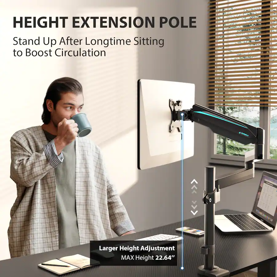 Eureka Ergonomic Adjustable Gas Spring Single Monitor Desk Mount for ...