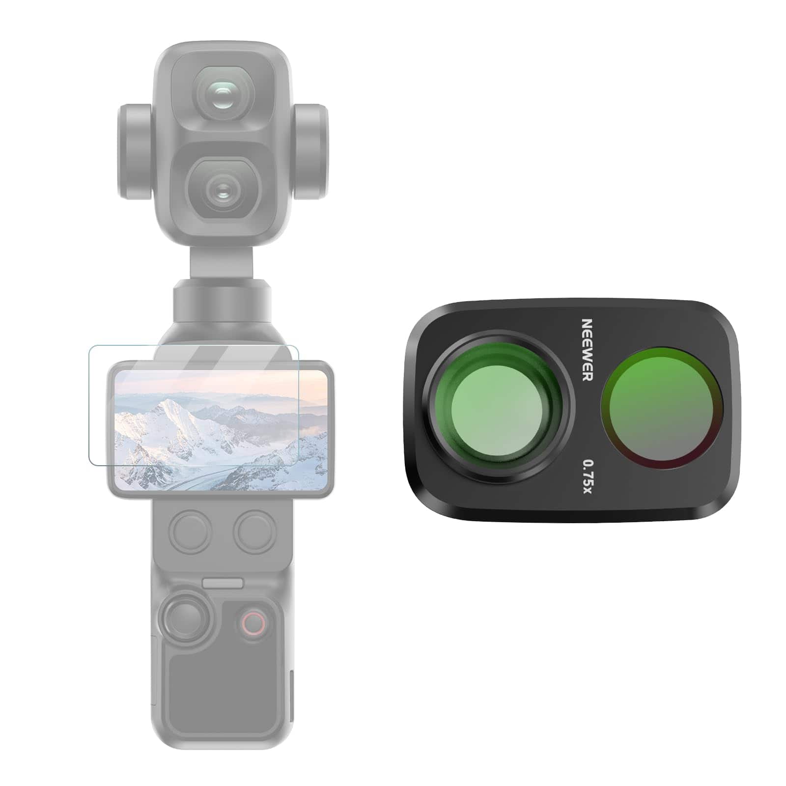 Neewer - Wide Angle Lens for DJI Osmo Pocket 4P (4 Pro) Only, 0.75X, 108° FOV, HD Glass