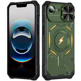 UUCOVER - Magnetic Case for iPhone 17e / iPhone 16e,Shockproof TPU+PC Case Compatible with MagSafe Rugged Sliding Lens Cover - Armygreen