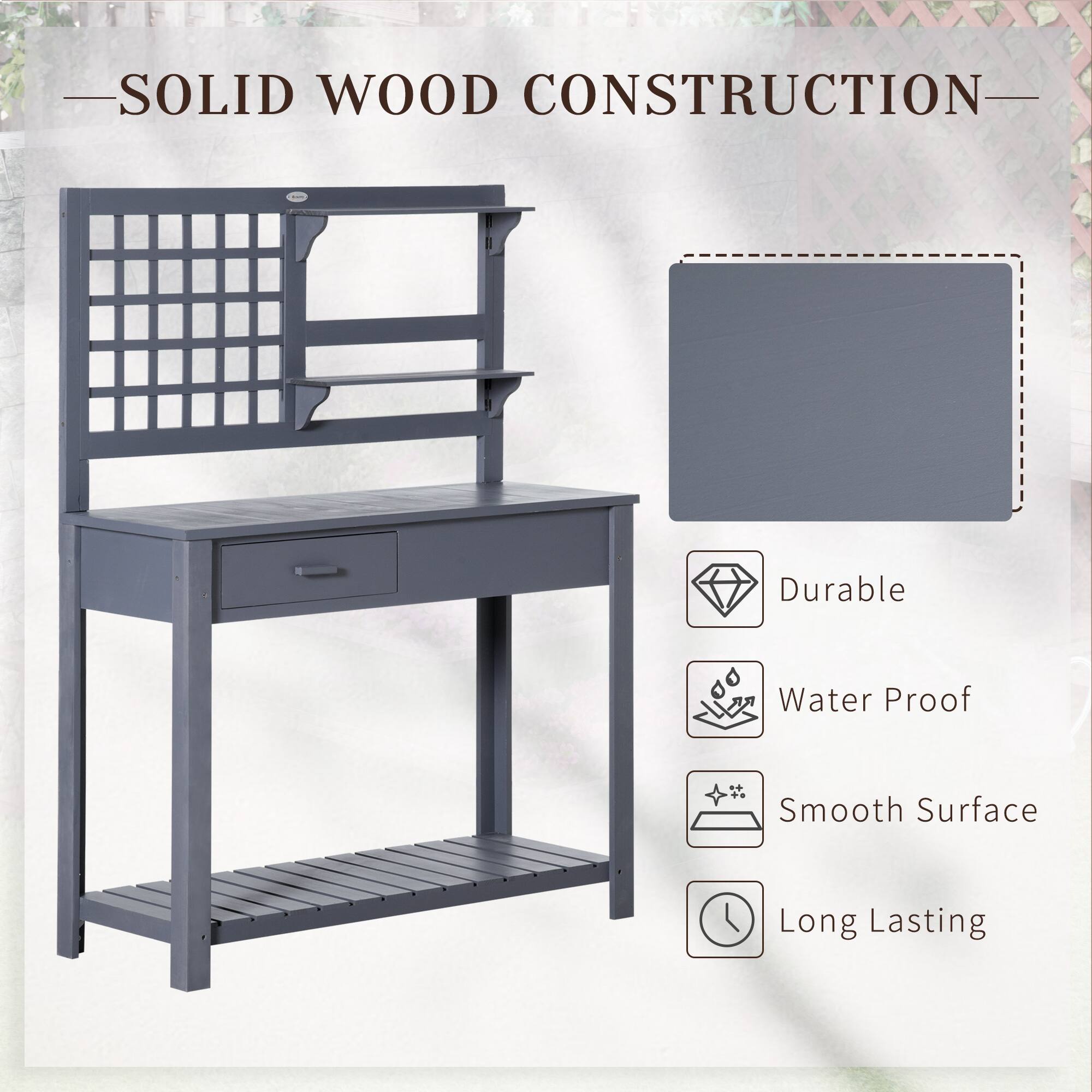 SOLID WOOD CONSTRUCTION

- Durable
- Water Proof
- Smooth Surface
- Long Lasting