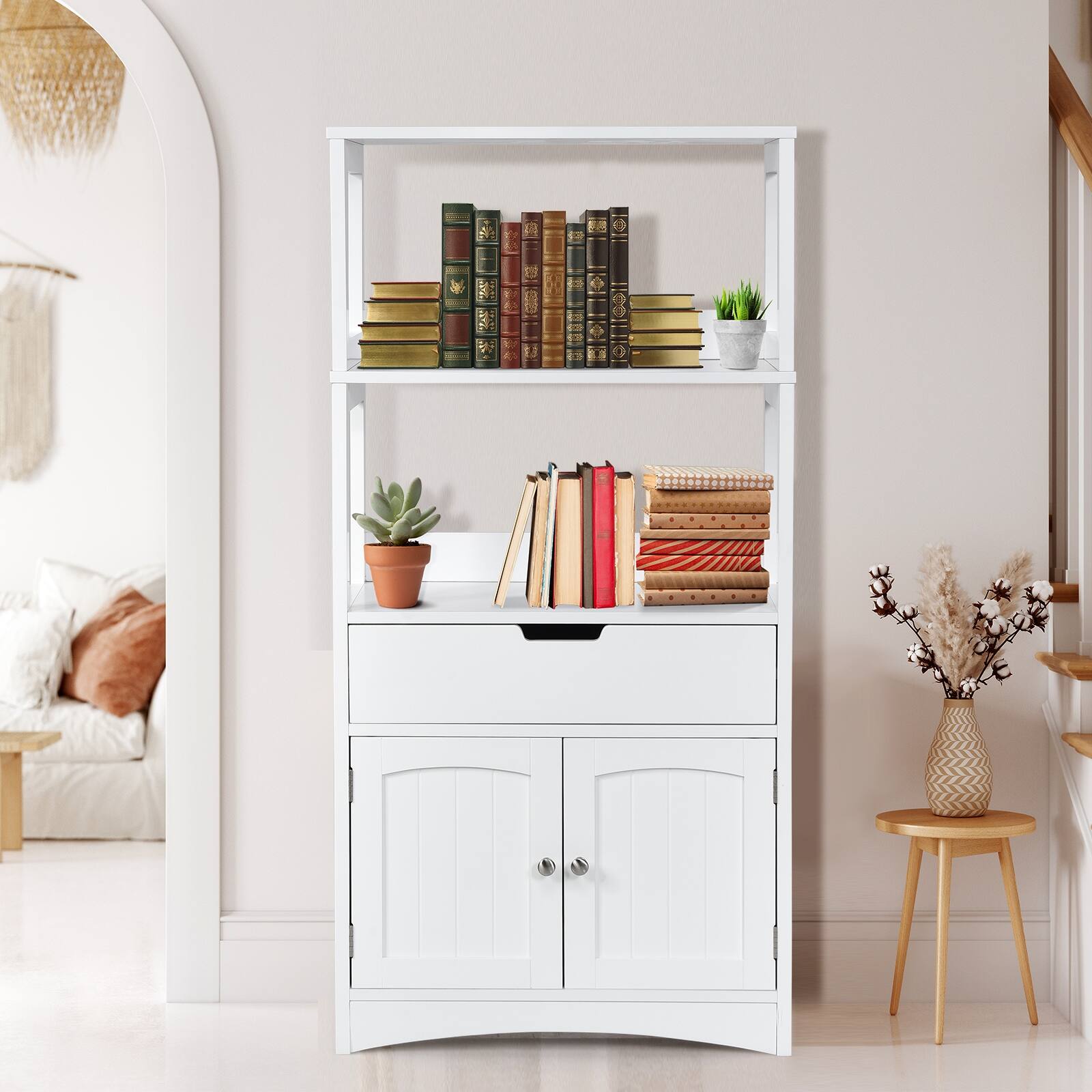 Alt View 10. Ecooso - Bathroom Storage Cabinet with Drawer and Shelf Floor Cabinet - White.