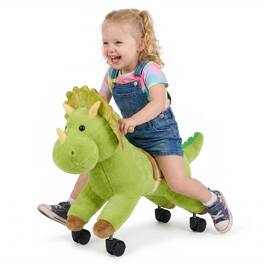 VEVOR - Ride On Horse, Riding Dinosaur Toys for Kids, Features Lifelike Dinosaur Roars, No Battery Required - Green