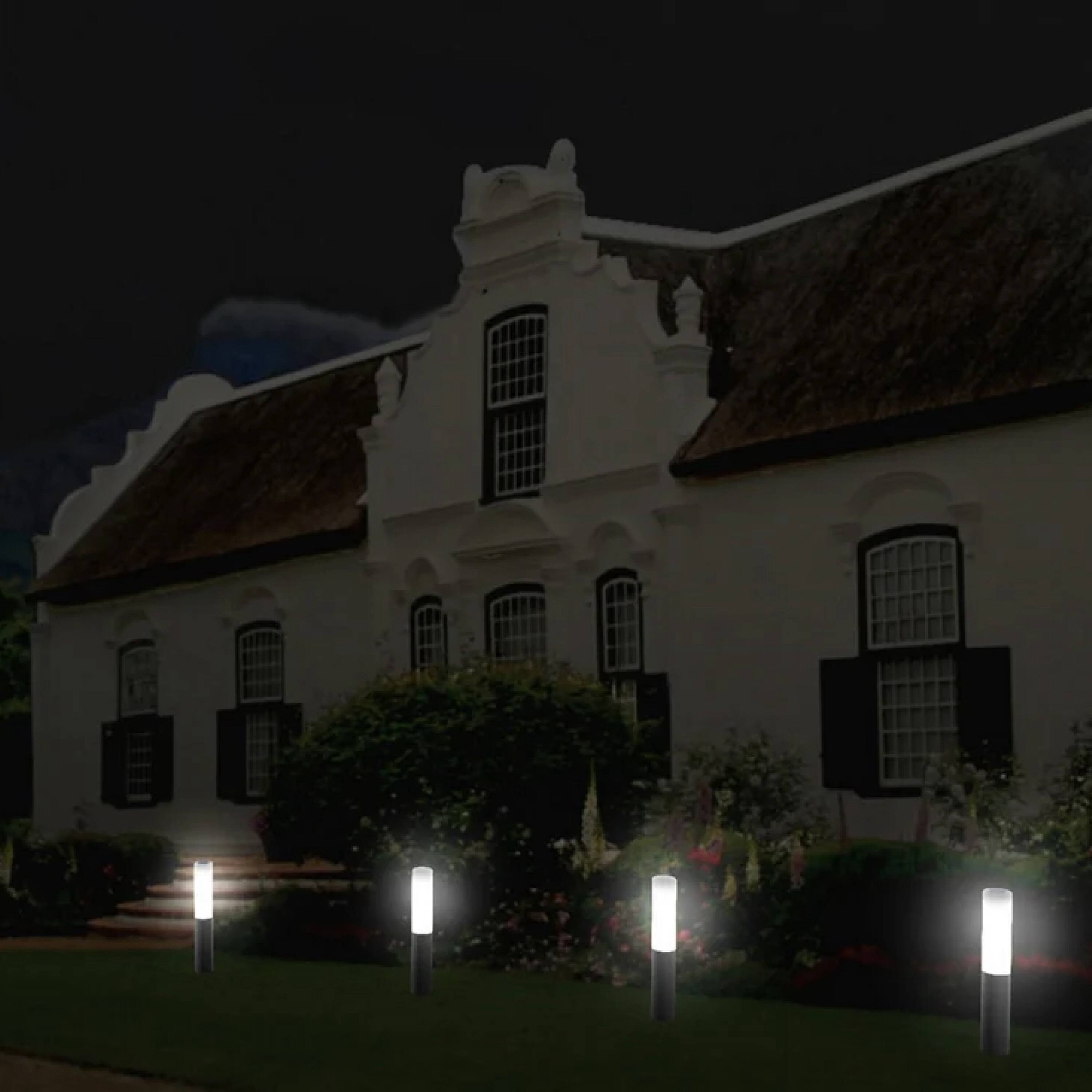 Alt View 5. Techko Maid - Solar LED Garden and Pathway Bollard Light (Dual Lighting Modes) - Black.