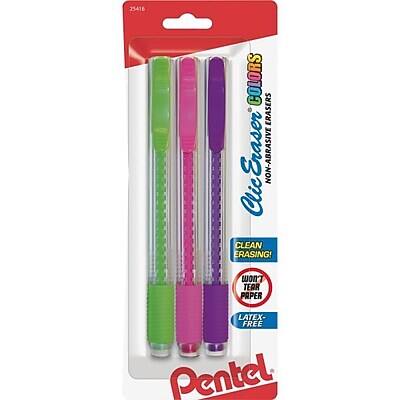 25416 COLORS  
Clic Eraser  
NON-ABRASIVE  
CLEAN ERASING!  
ON TEAR PAPER  
LATEX-FREE  
Pentel