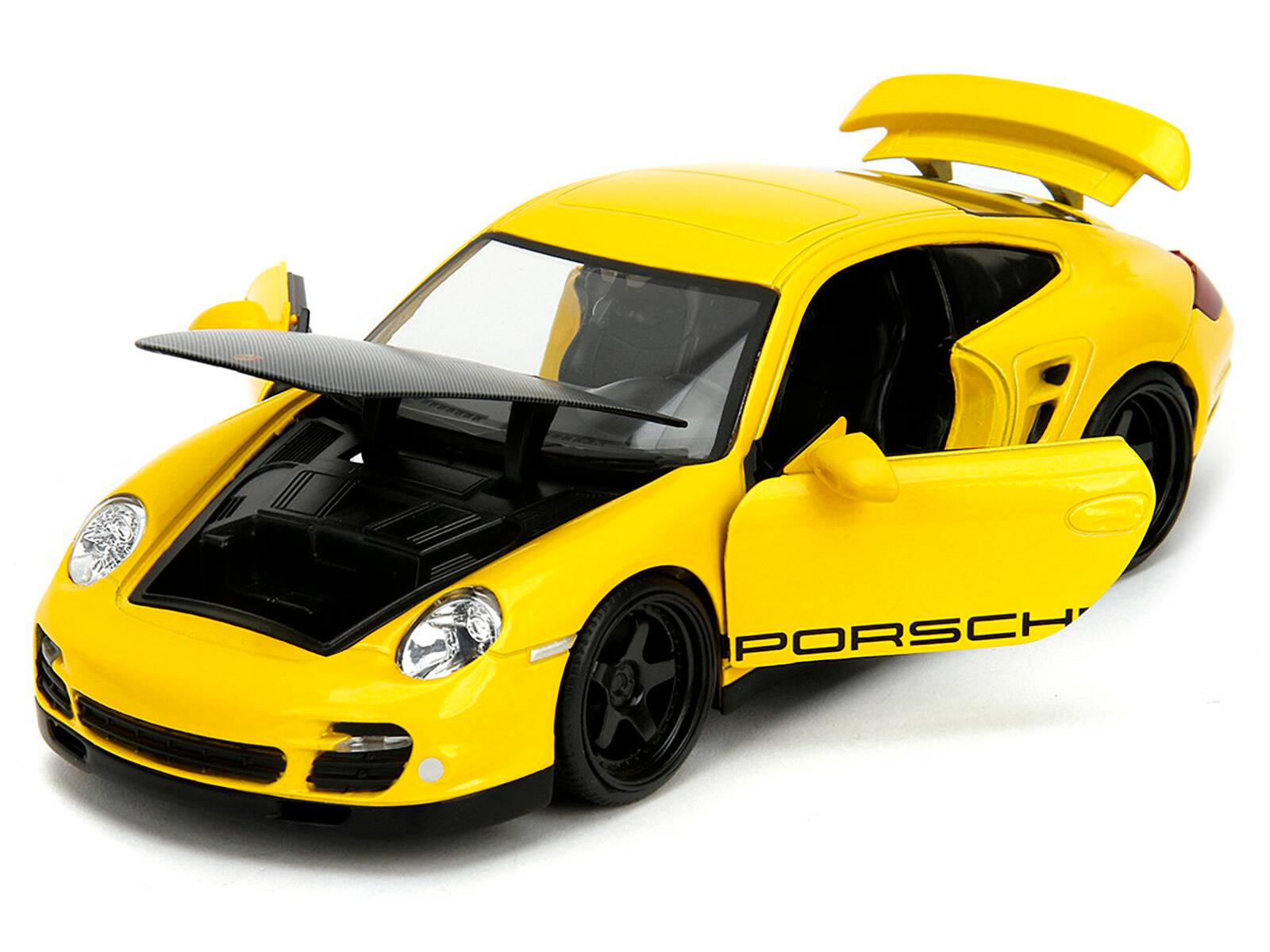 Alt View 1. Jada - Porsche 911 Turbo (997) Yellow with Carbon Hood "Hyper-Spec" Series 1/24 Diecast Model Car by Jada.