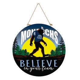 Evergreen Enterprises - Old Dominion Monarchs 18" Bigfoot "Believe in Yourself" Team Logo Wood Round Door Sign - Multicolor