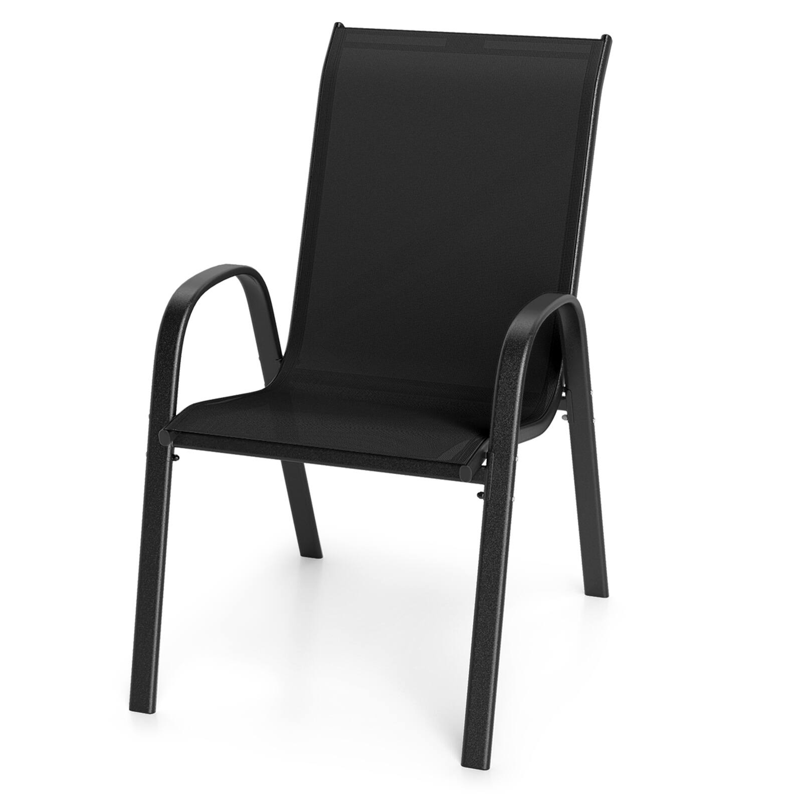 Alt View 9. Gymax - Gymax Set of 2 Patio Dining Chairs Stackable Armrest Space Saving Garden Black - Black.