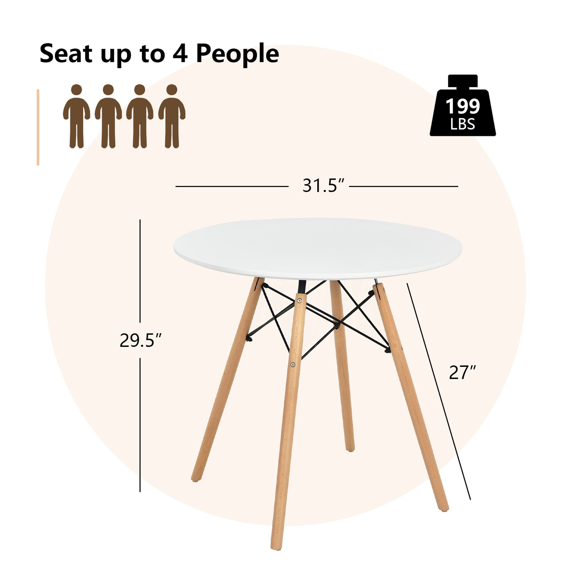 Seat up to 4 people. 199 lbs. 31.5" 29.5" 27".