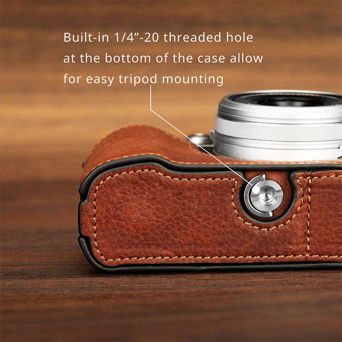 Built-in 1/4"-20 threaded hole at the bottom of the case allow for easy tripod mounting