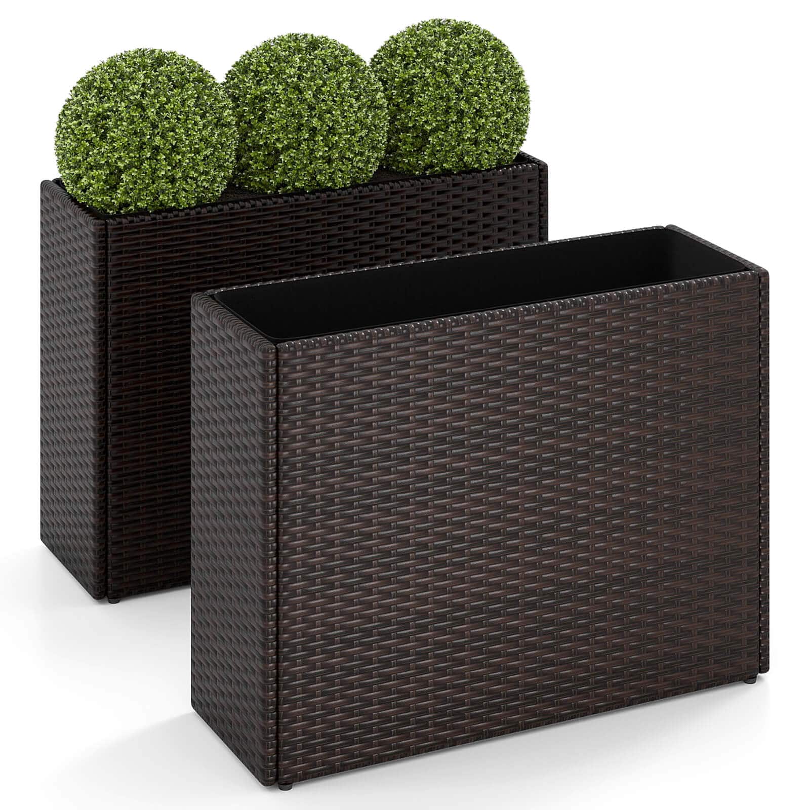 "Costway - 2 PCS 24"" Tall PE Rattan Planter Box with Removable Liner for Front Porch Patio - Mixed Brown" price history on PriceWatchPro
