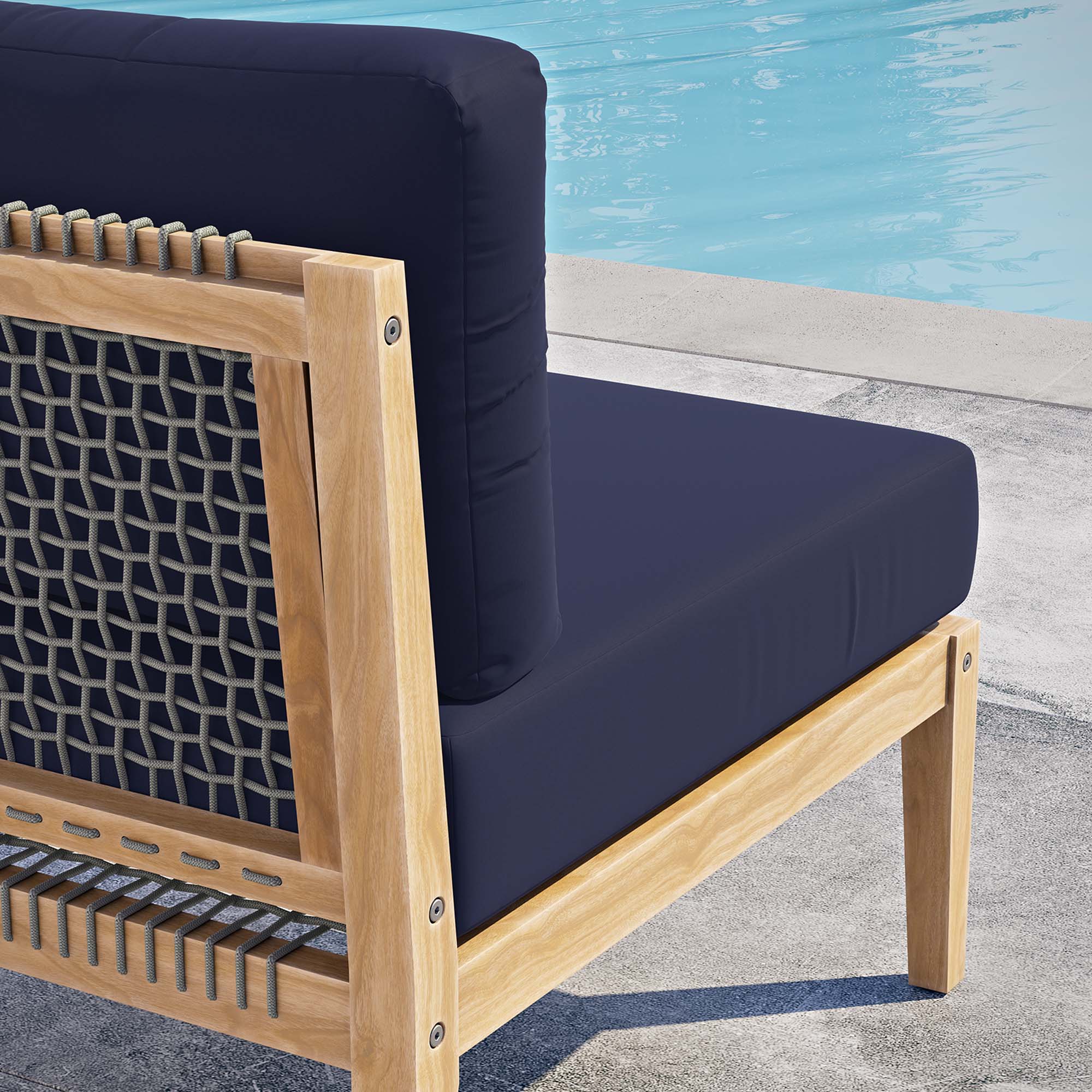Back. Modway - Clearwater Outdoor Patio Teak Wood Armless Chair by Modway - Gray Navy.