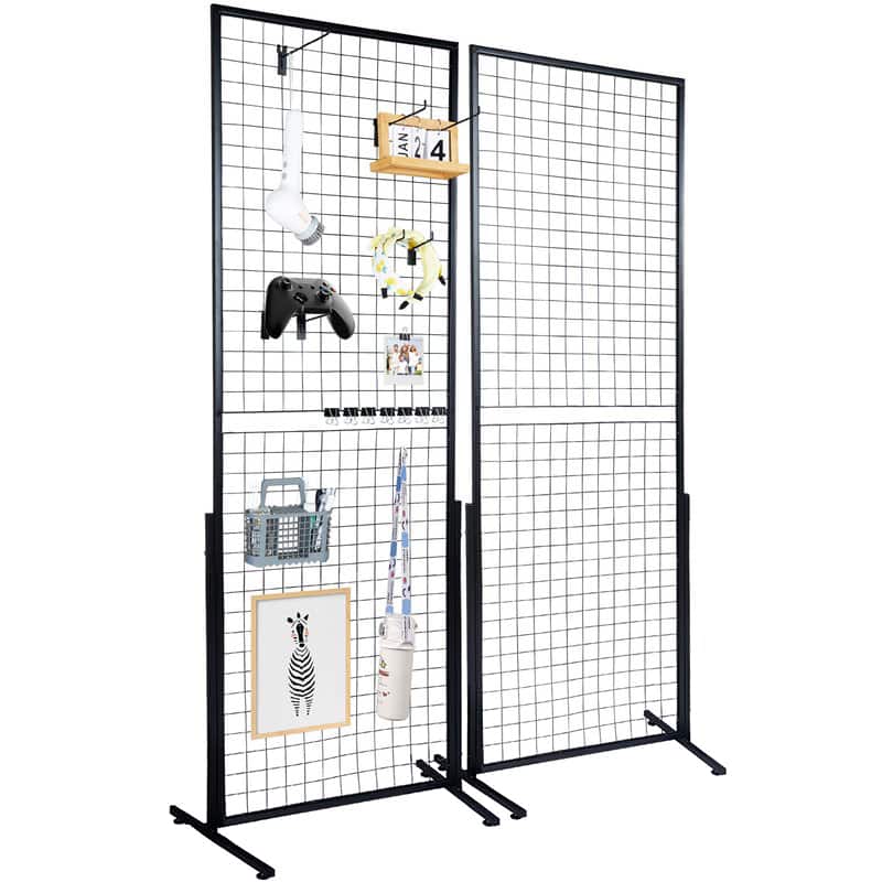 VEVOR - 2' x 5.6' Grid Wall Panels Tower, 2 Packs Wire Gridwall Display Racks with T-Base Floorstanding - Black