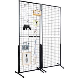 VEVOR - 2' x 5.6' Grid Wall Panels Tower, 2 Packs Wire Gridwall Display Racks with T-Base Floorstanding - Black
