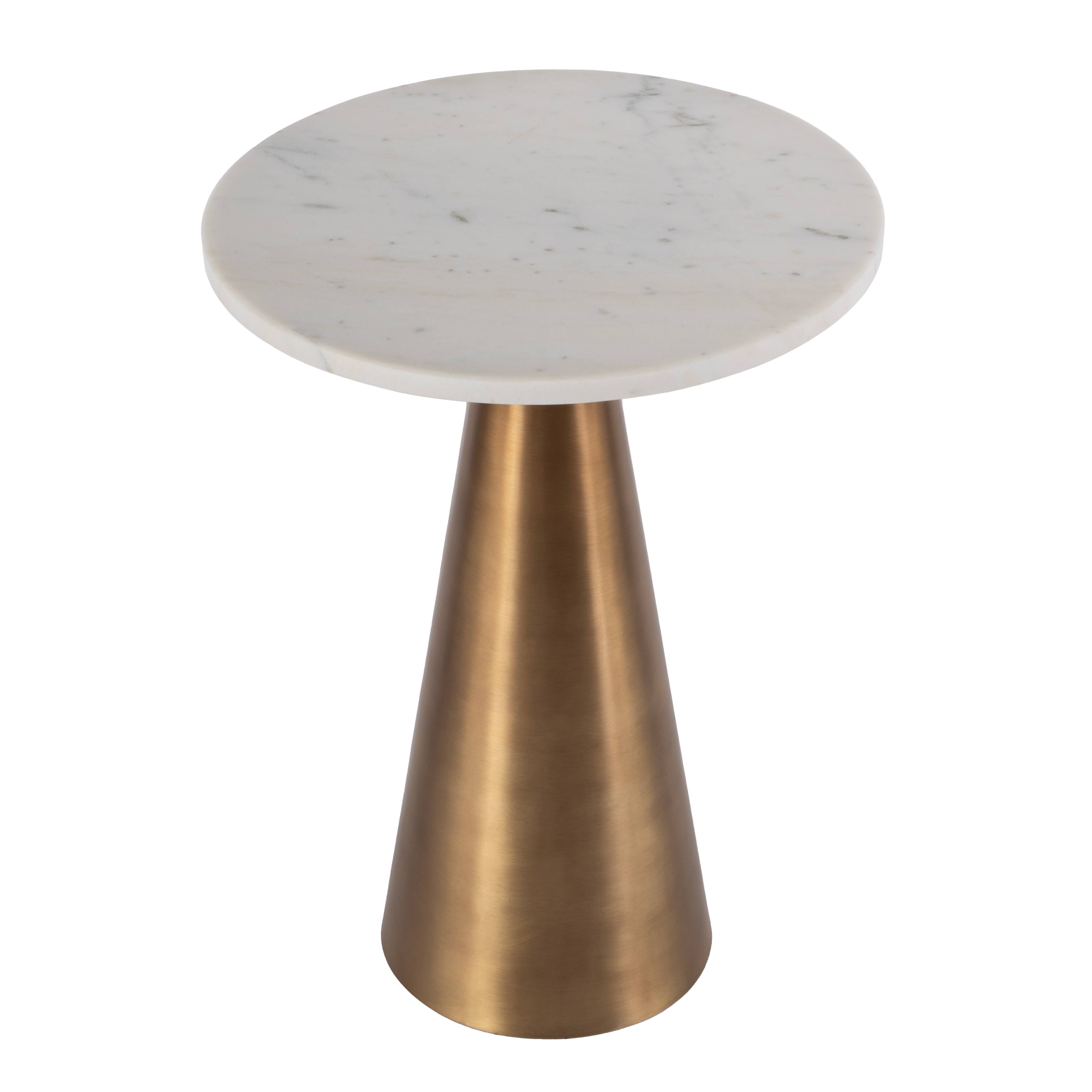 Butler Specialty - Hallie 15 in. W Round Marble and Metal Side Table - Antique Gold