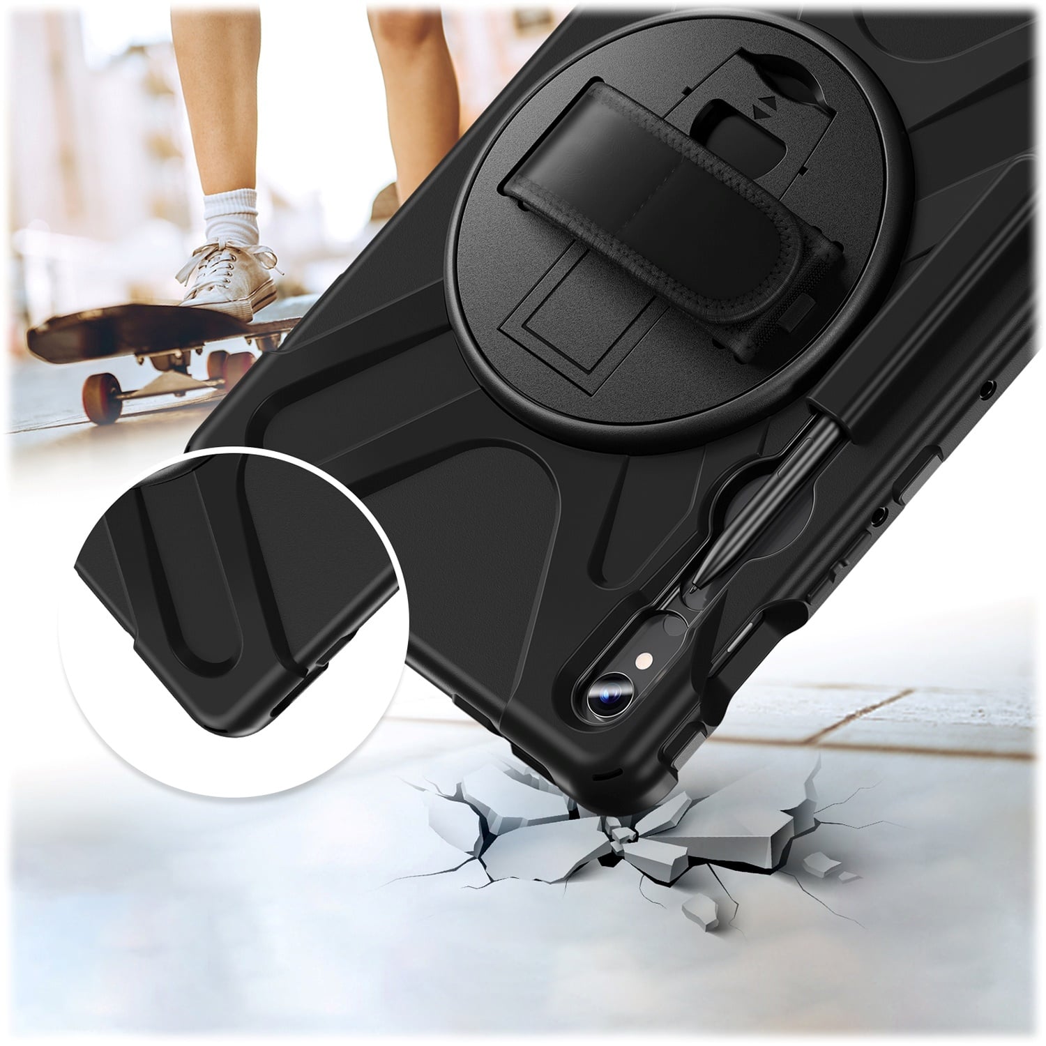 Alt View 16. SaharaCase - Raider-X Series Hand Strap Case for Samsung Galaxy Tab S8, Tab S9, Tab S9 FE, S10 FE, and S10 Lite (2025) - Black.