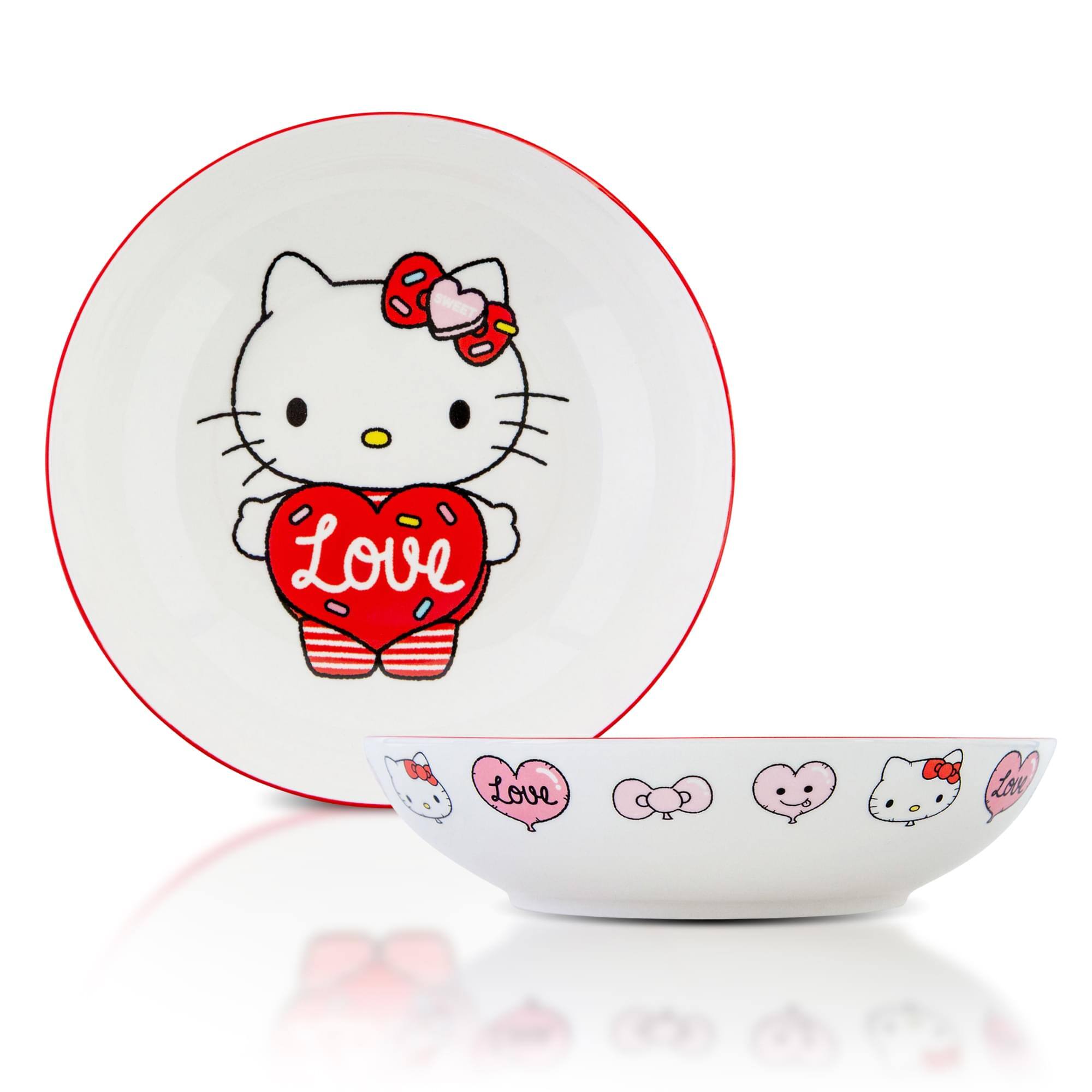 Silver Buffalo - Sanrio Hello Kitty "Love" 9-Inch Ceramic Coupe Dinner Bowl - Red