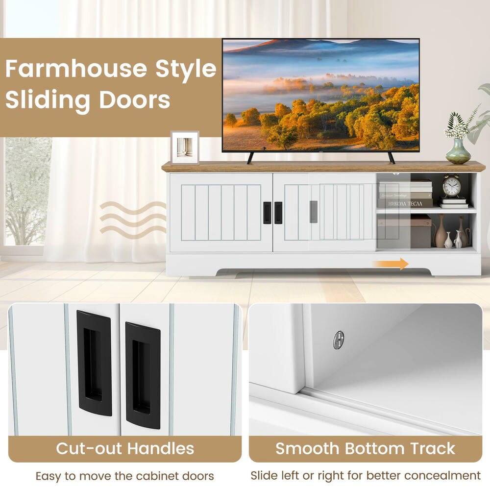Farmhouse Style Sliding Doors

Cut-out Handles
Easy to move the cabinet doors

Smooth Bottom Track
Slide left or right for better concealment