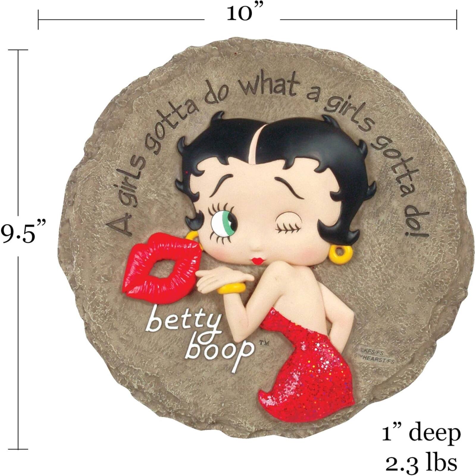10" x 9.5"  
A girls gotta do what a girls gotta do!  
Betty Boop  
1" deep  
2.3 lbs