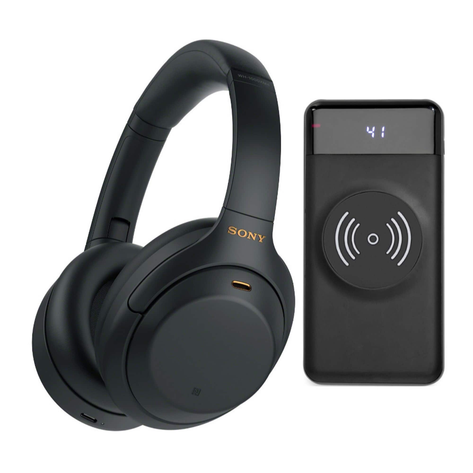 Sony - WH-1000XM4 Wireless Noise Canceling Over-Ear Headphones Bundle - Black