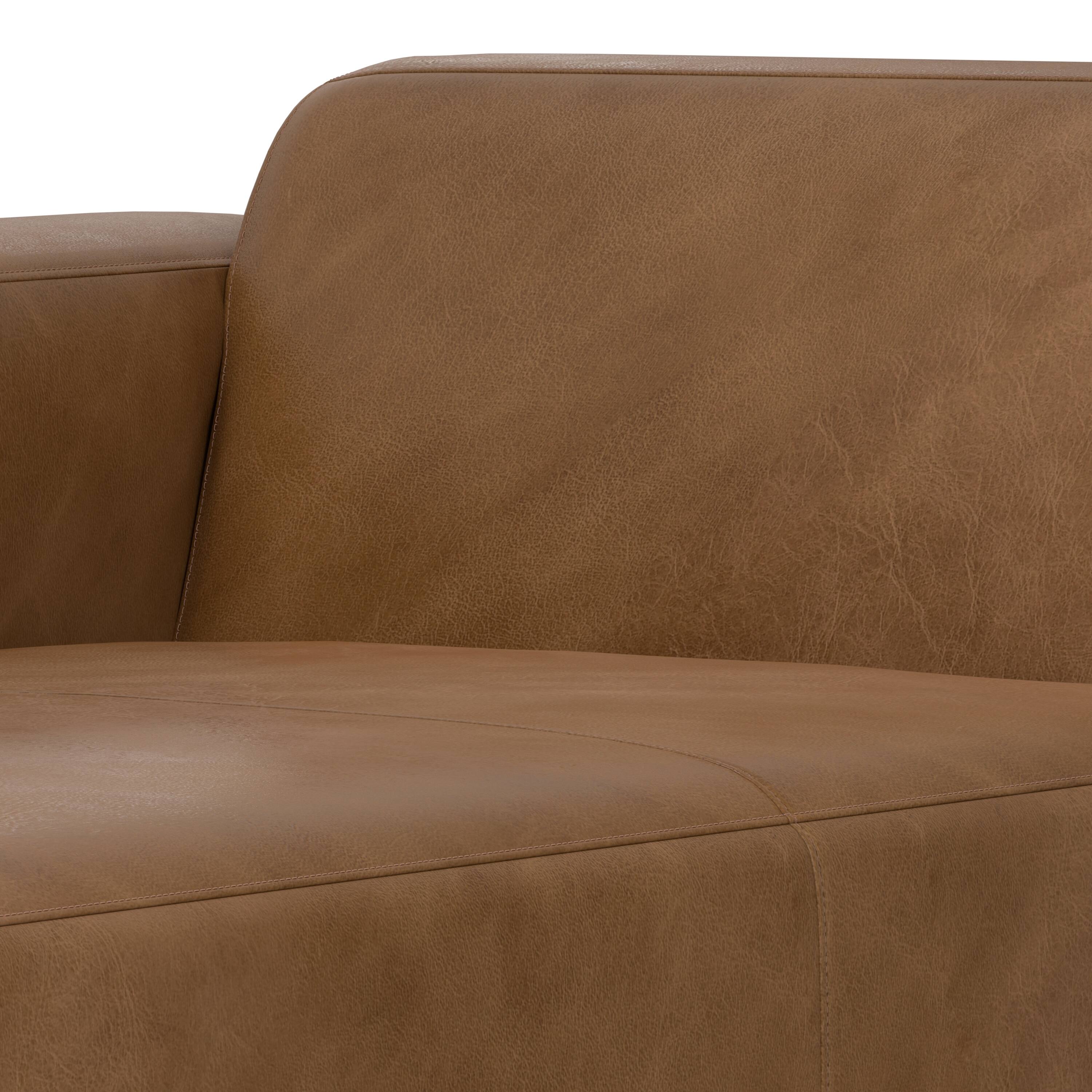 Alt View 5. Simpli Home - Rex Left Chaise Sofa Module in Genuine Leather - Caramel Brown.