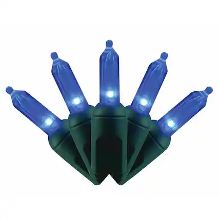 Front. Celebrations - Platinum LED T5 Blue 50 ct String Christmas Lights 25 ft. - Blue.