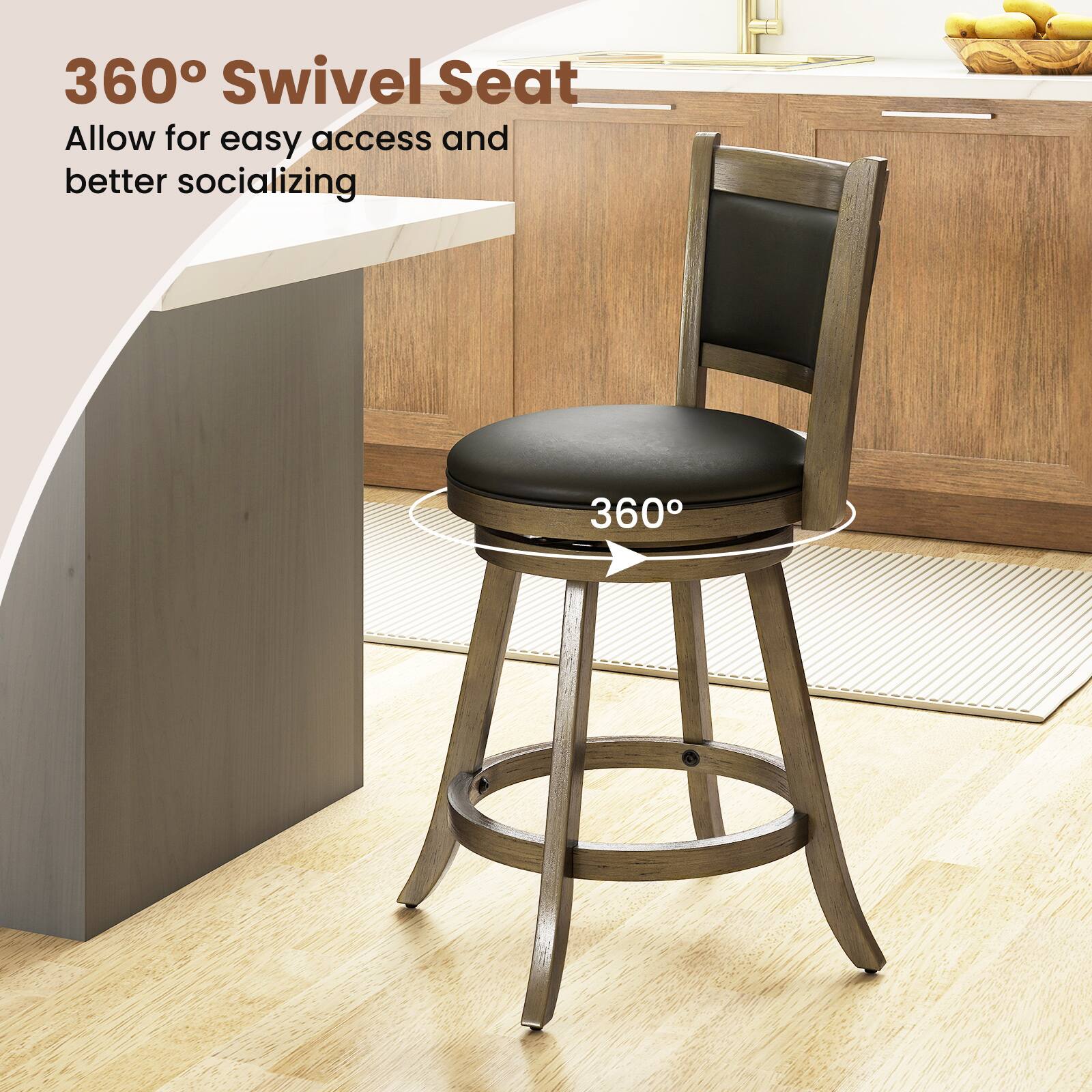 360° Swivel Seat  
Allow for easy access and better socializing