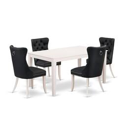 East West Furniture - 5 Piece Dining Room Set - White
