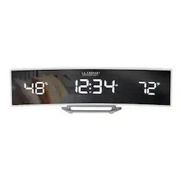 La Crosse Technology - Curved Mirror LED Dual Alarm Clock with Indoor Temp and Humidity - White